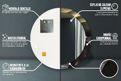 Specchio rotondo stampato Foglie tropicali scure