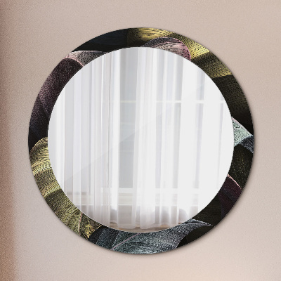 Specchio rotondo stampato Foglie tropicali scure