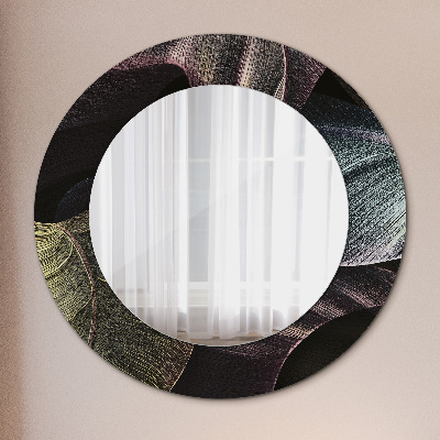 Specchio rotondo stampato Foglie tropicali scure