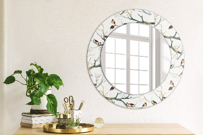 Specchio rotondo stampato Sparrows birds branys