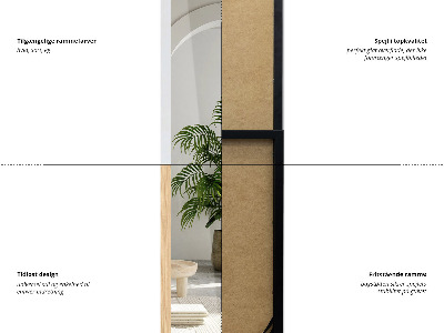 Specchio da terra con cornice nera 36x156 cm