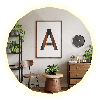 Specchio geometrico con illuminazione a LED