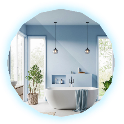 Specchio geometrico con illuminazione a LED