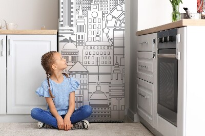 Adesivo magnetico per frigo Città disegnata