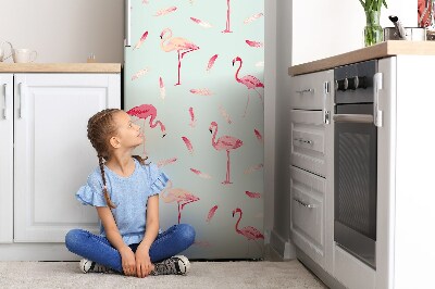 Adesivo magnetico per frigo Fenicotteri e piume