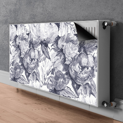 Copertura magnetica per termosifone Fiori grigi