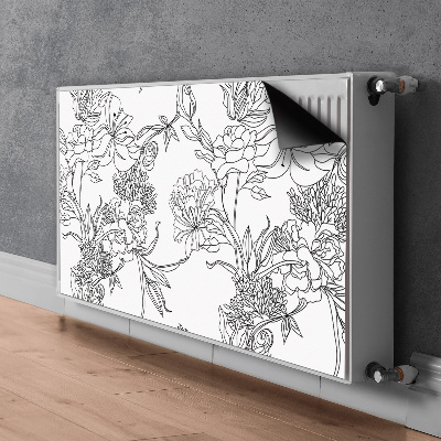 Copertura magnetica per radiatore Fiori in bianco e nero