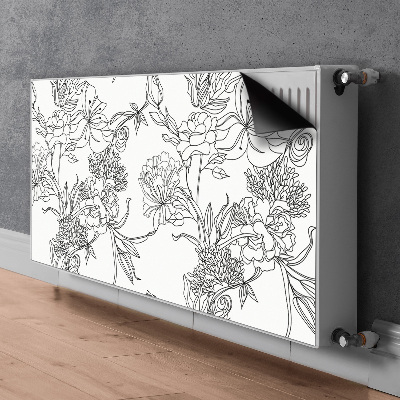 Copertura magnetica per radiatore Fiori in bianco e nero