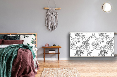 Copertura magnetica per radiatore Fiori in bianco e nero