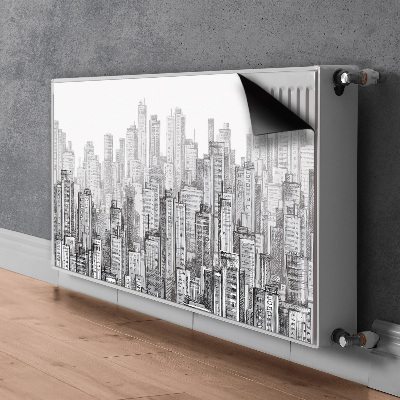 Pannello magnetico per radiatore Città in bianco e nero