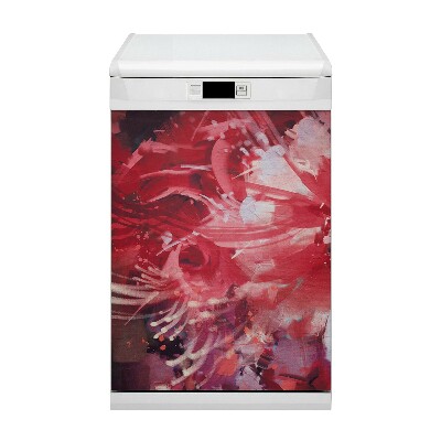 Coperchio magnetico decorativo per lavastoviglie fiore rosso