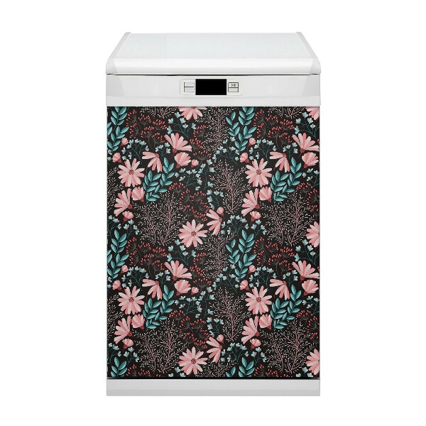 Copertura magnetica per porta della lavastoviglie Fiori vintage