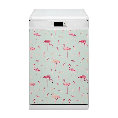 Copertura magnetica per porta della lavastoviglie Flamingos e piume