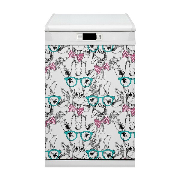 Coperchio magnetico decorativo per lavastoviglie Giraffa hipster