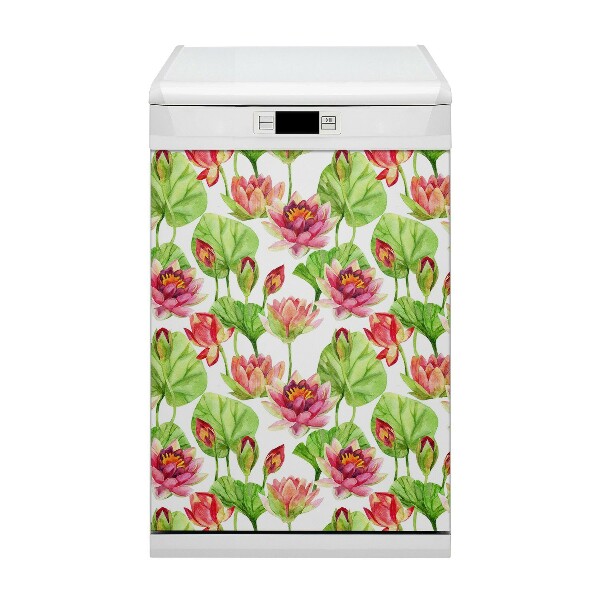 Coperchio magnetico decorativo per lavastoviglie Foglie di fiori di Lotos