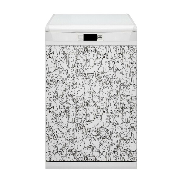 Copertura magnetica per porta della lavastoviglie Gatti in stile doodle