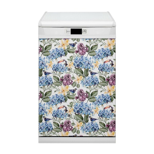 Copertura magnetica per porta della lavastoviglie Fiori retrò