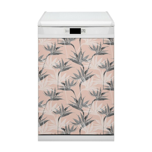 Coperchio magnetico decorativo per lavastoviglie Fiori neri