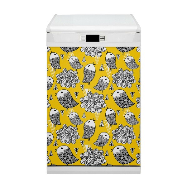 Copertura magnetica per lavastoviglie Scarabocchi uccelli