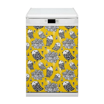 Copertura magnetica per lavastoviglie Scarabocchi uccelli