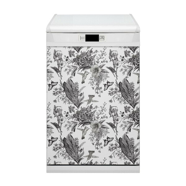Copertura magnetica per lavastoviglie Giardino bianco e nero