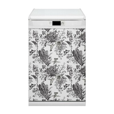 Copertura magnetica per lavastoviglie Giardino bianco e nero