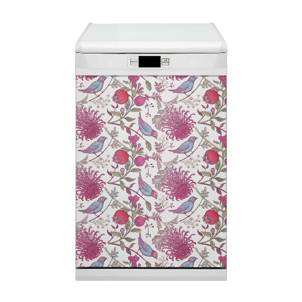 Adesivo magnetico per lavastoviglie Uccelli e fiori