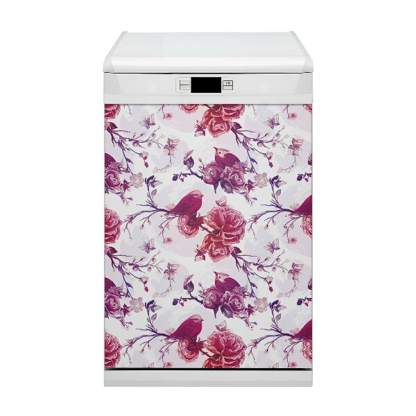 Coperchio magnetico decorativo per lavastoviglie Uccelli viola