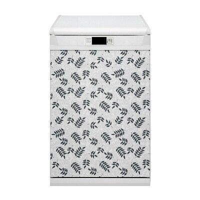 Coperchio magnetico decorativo per lavastoviglie Foglie grigie nere