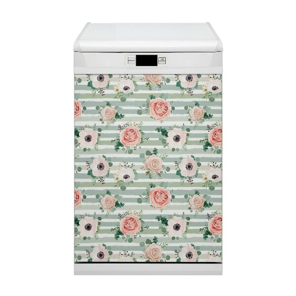 Coperchio magnetico decorativo per lavastoviglie Rose a strisce