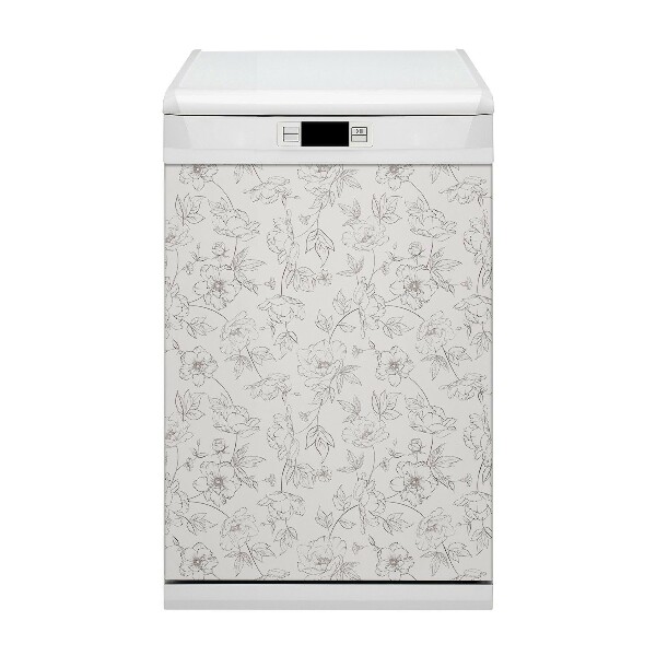 Coperchio magnetico decorativo per lavastoviglie Fiori abbozzati