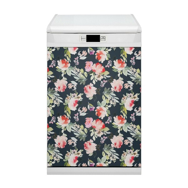Copertura magnetica per porta della lavastoviglie Fiori dipinti