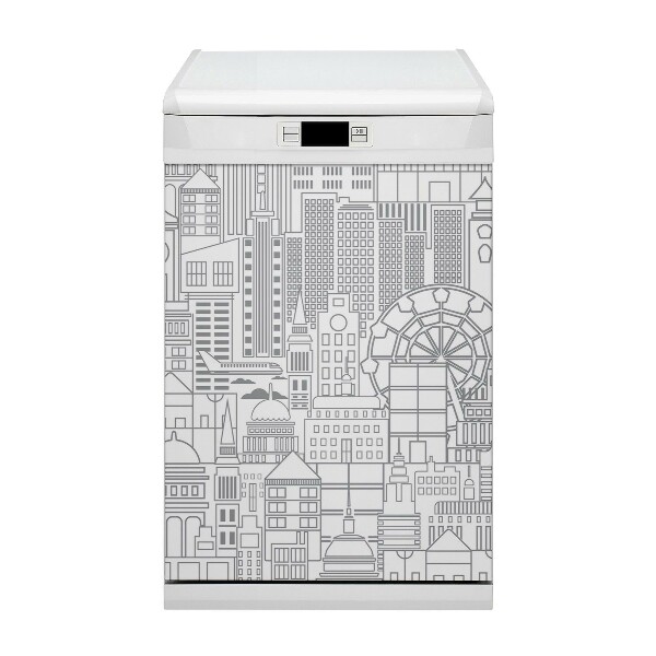 Coperchio magnetico decorativo per lavastoviglie Città abbozzata