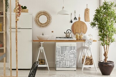 Coperchio magnetico decorativo per lavastoviglie Città abbozzata
