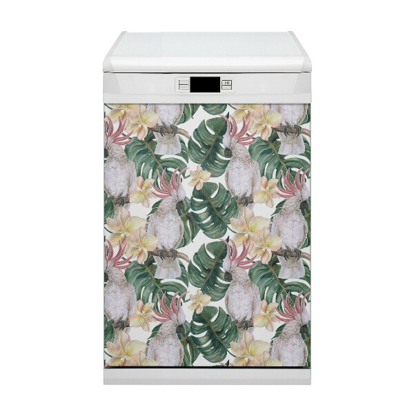 Coperchio magnetico decorativo per lavastoviglie Pappagalli tropicali