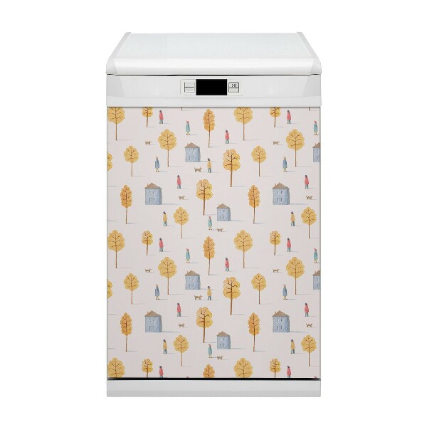 Coperchio magnetico decorativo per lavastoviglie Case tra gli alberi