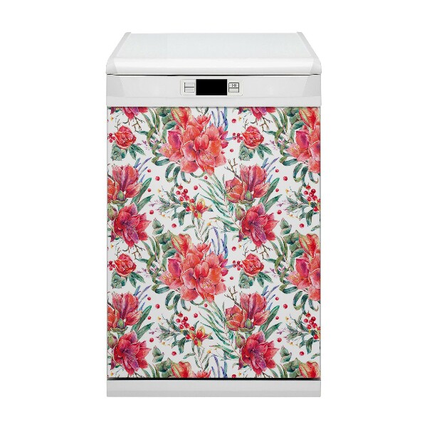 Pannello magnetico per lavastoviglie Fiori rossi