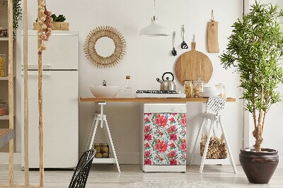 Pannello magnetico per lavastoviglie Fiori rossi
