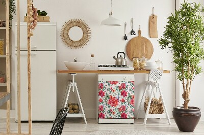 Pannello magnetico per lavastoviglie Fiori rossi
