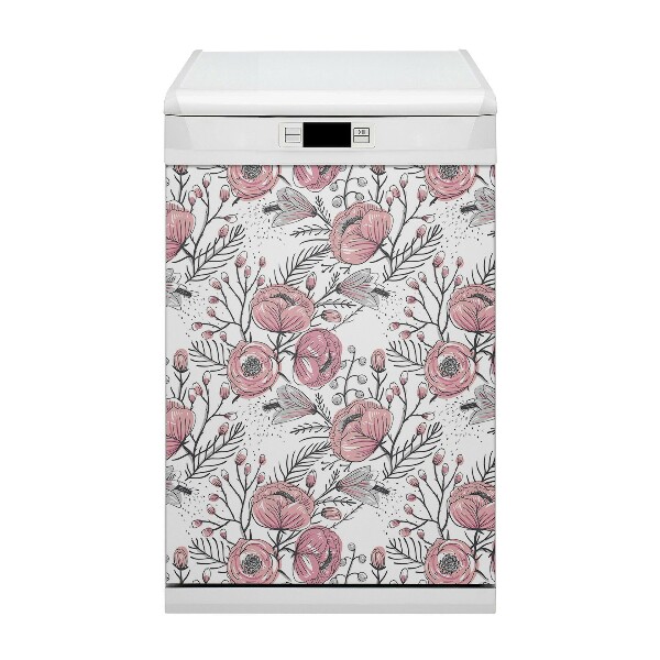 Copertura magnetica per lavastoviglie Arte delle rose pastello