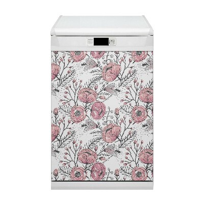 Copertura magnetica per lavastoviglie Arte delle rose pastello