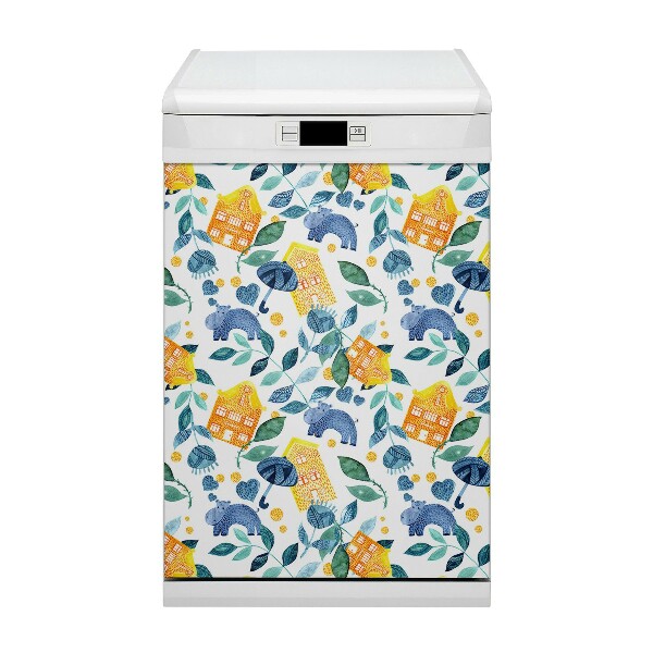 Coperchio magnetico decorativo per lavastoviglie Ippopotamo