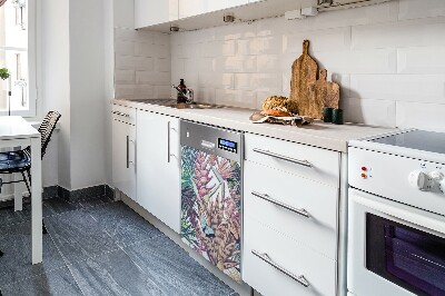 Coperchio magnetico decorativo per lavastoviglie Fiori e farfalle