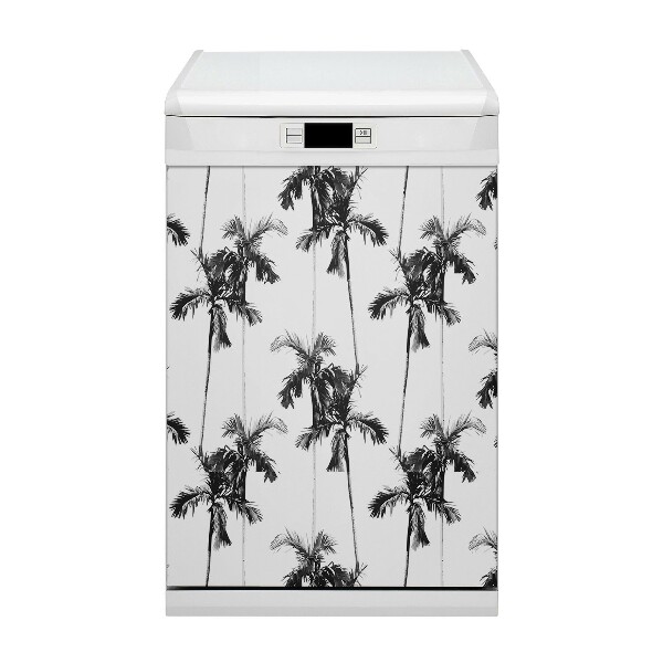 Copertura magnetica per porta della lavastoviglie Palme bianche e nere