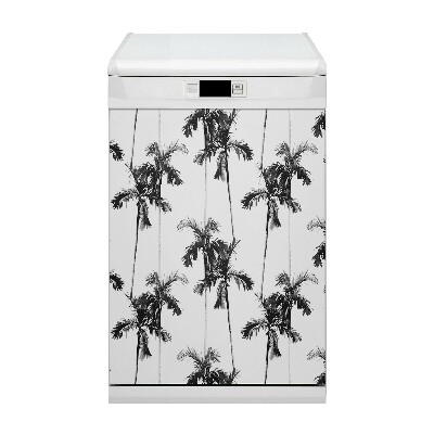 Copertura magnetica per porta della lavastoviglie Palme bianche e nere