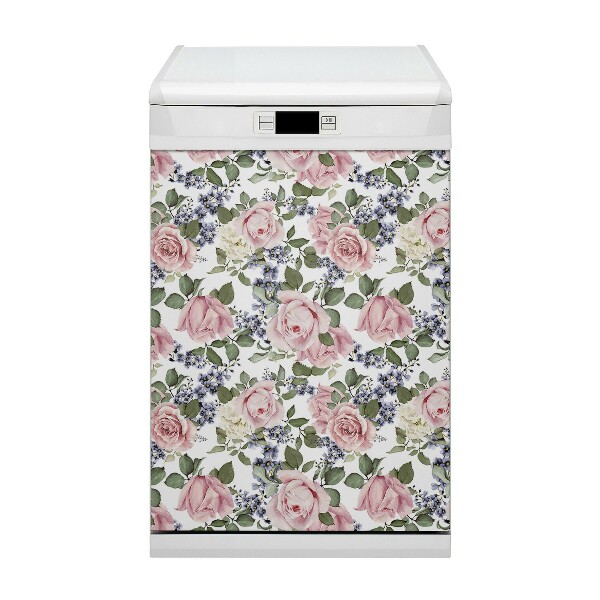 Coperchio magnetico decorativo per lavastoviglie Rose ad acquerello