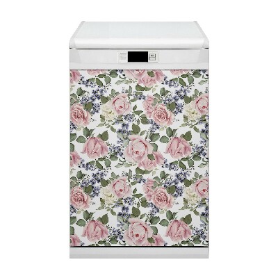 Coperchio magnetico decorativo per lavastoviglie Rose ad acquerello