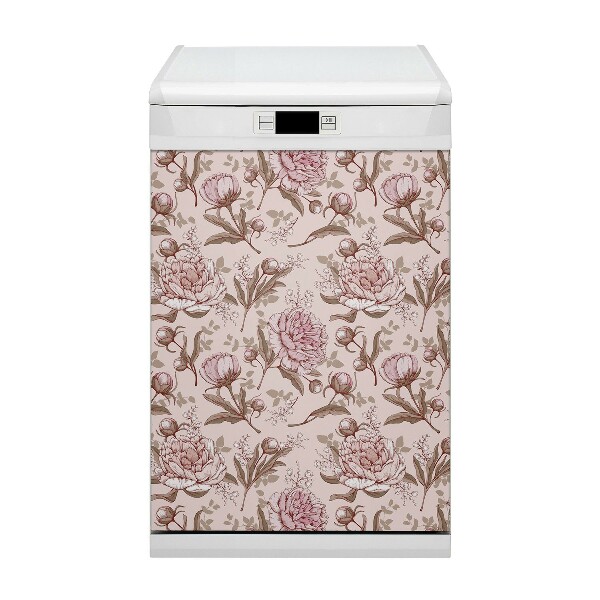 Adesivo magnetico per lavastoviglie Peonie rosa
