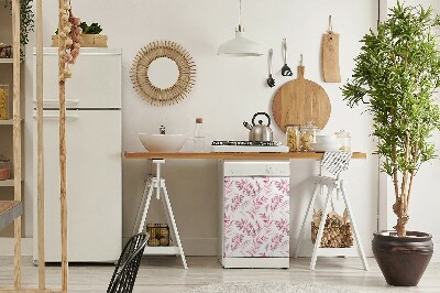 Copertura magnetica per lavastoviglie Foglie rosa
