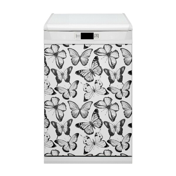 Pannello magnetico per lavastoviglie Farfalla in bianco e nero